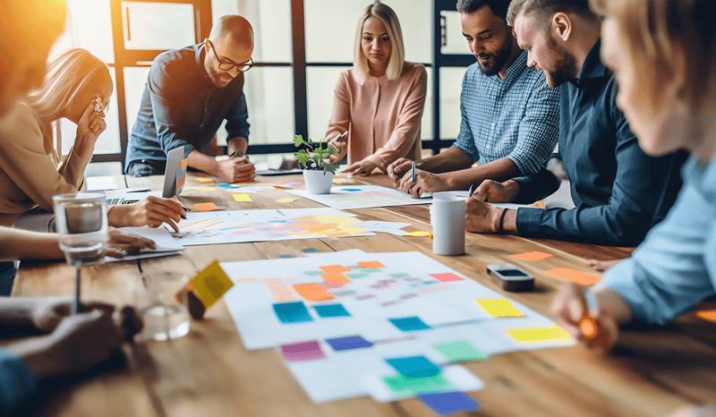 group of marketers working at a full-service digital marketing agency
