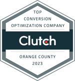 Clutch badge for top conversion optimization company in Orange County Fall 2023