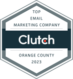 Clutch badge for top email marketing company in Orange County Fall 2023