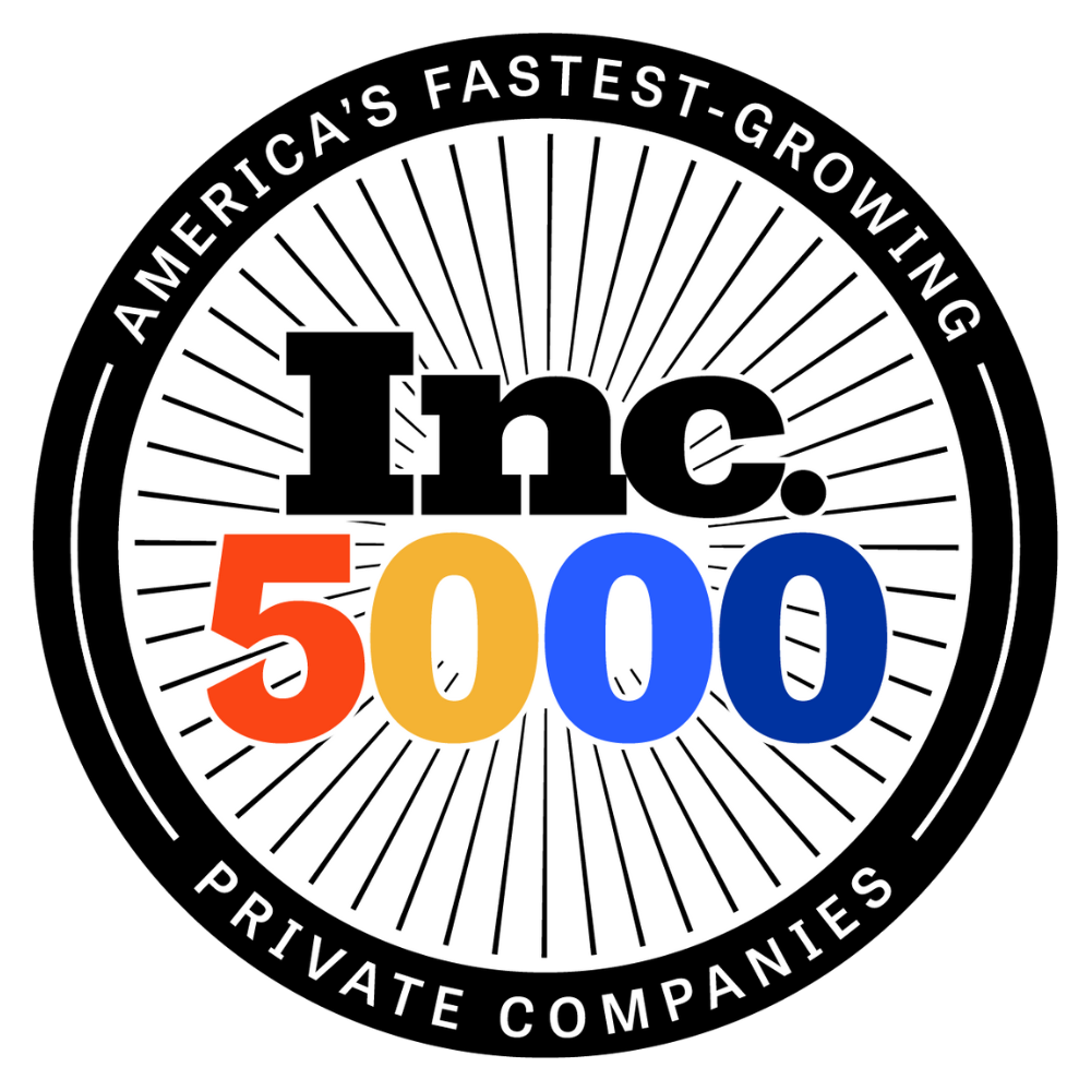 Inc. 5000 logo with “America’s Fastest-Growing Private Companies” text surrounding it on a black background