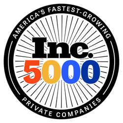 Inc. 5000 logo with “America’s Fastest-Growing Private Companies” text surrounding it on a black background