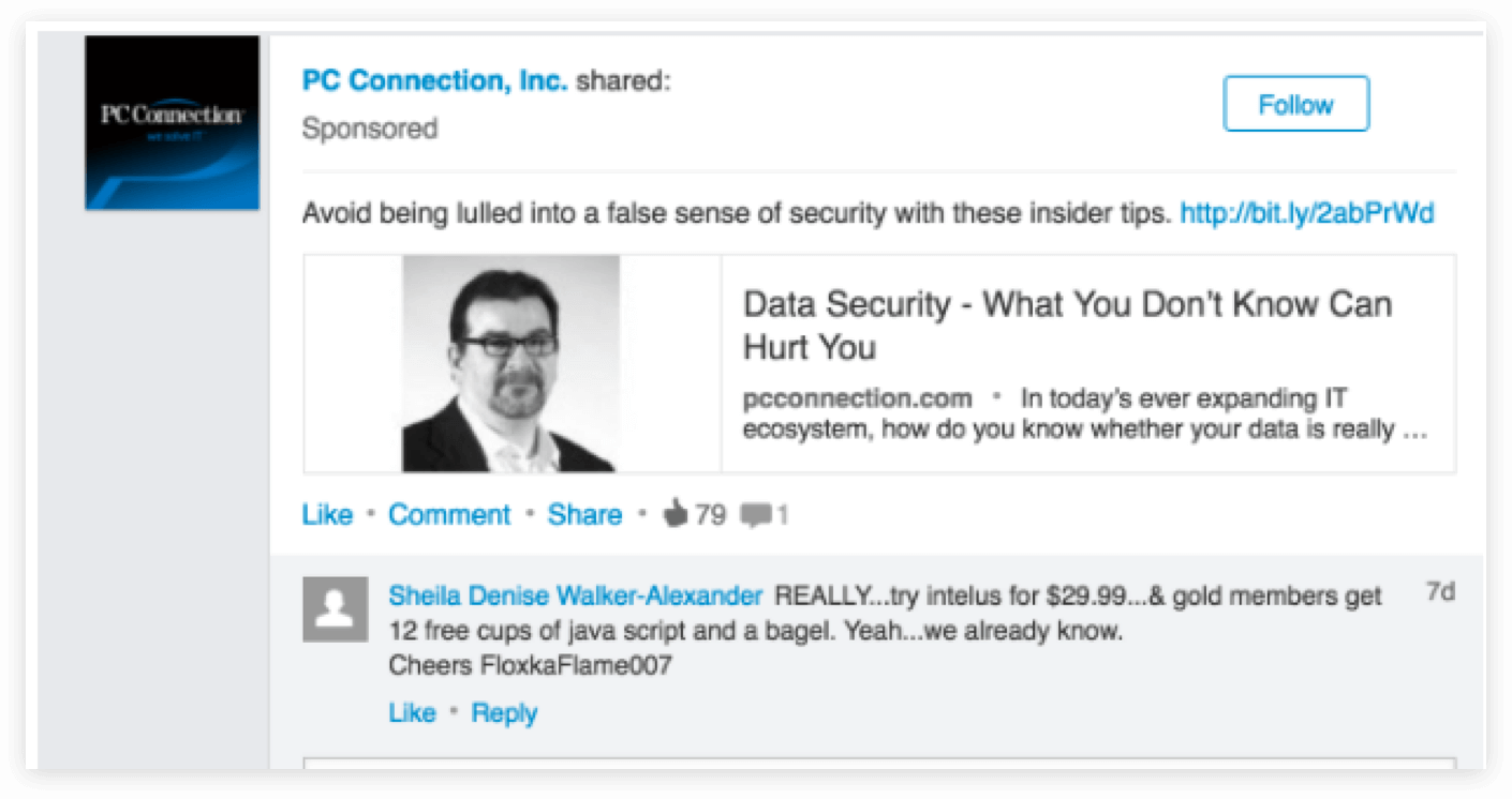 Sponsored LinkedIn post