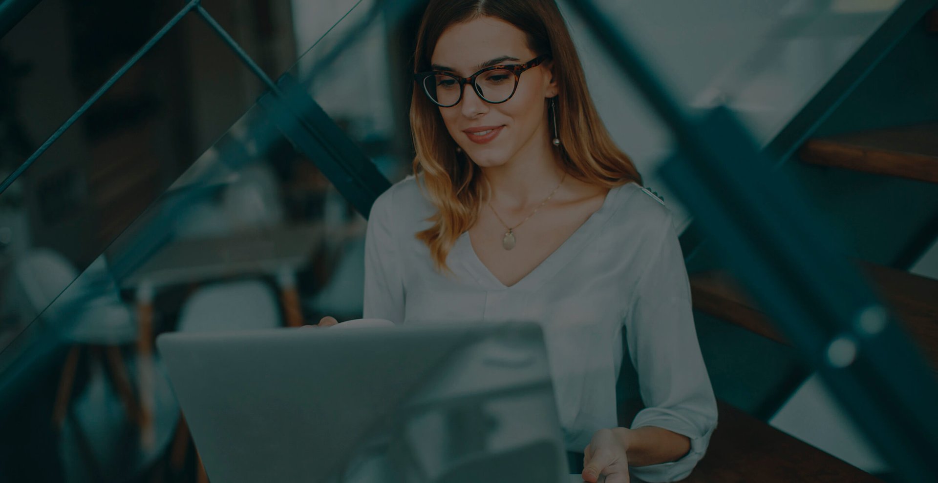 Woman working on a laptop