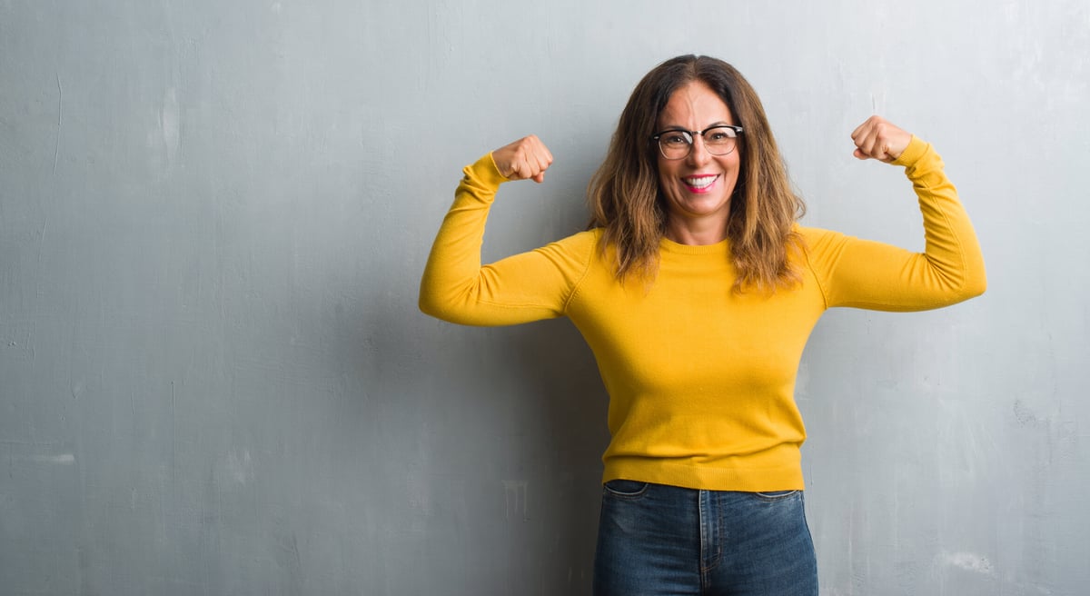 Woman flexing her muscles