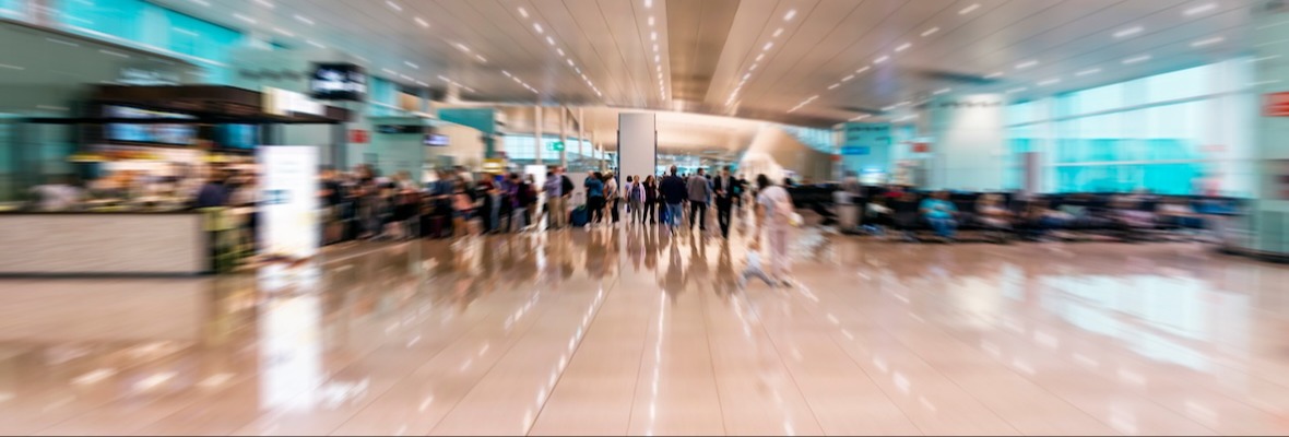 Tradeshow inside with motion blur, motion effect