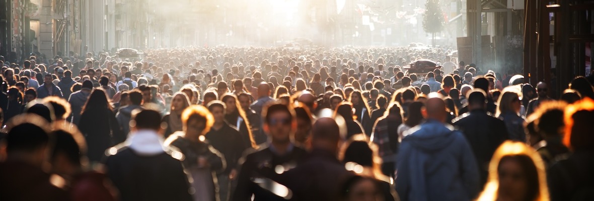 Blurred crowd of unrecognizable at the street