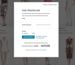 hautelook call to action example