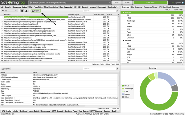 Screaming Frog Platform Export