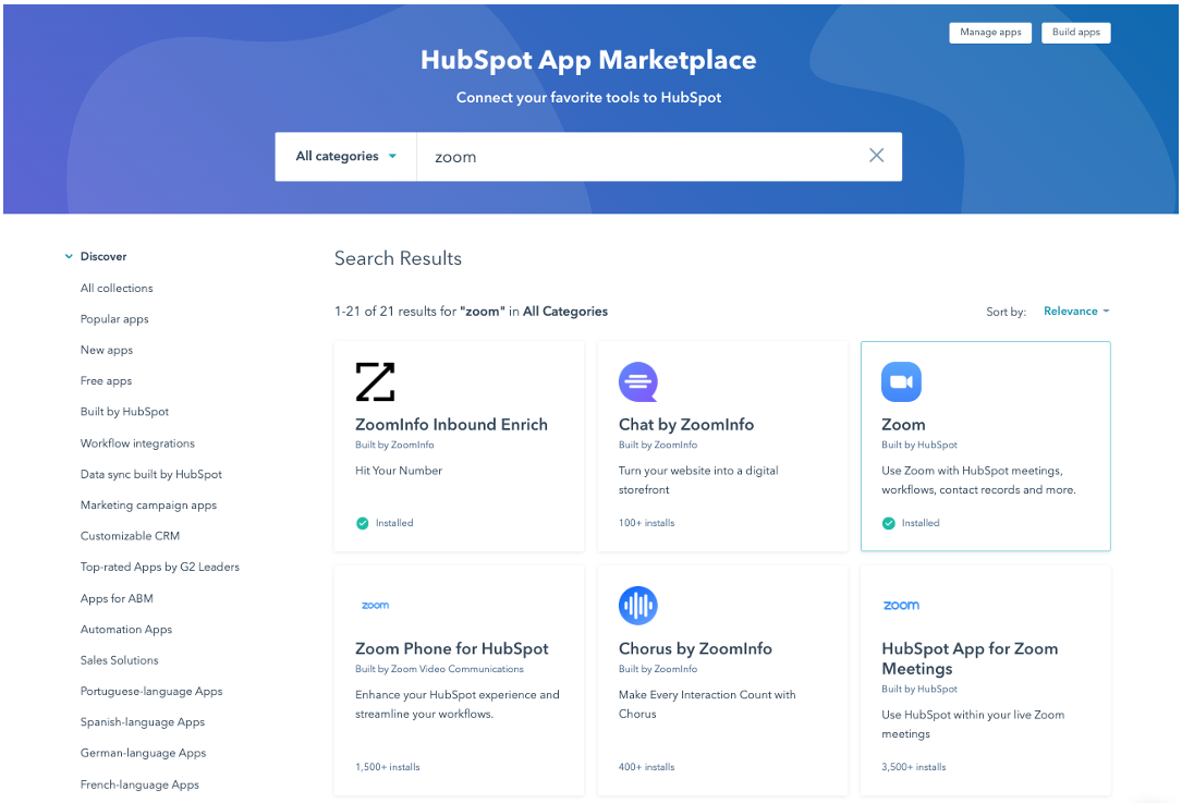 Zoom-in-the-HubSpot-marketplace