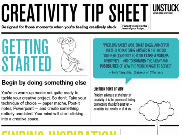 Creativity tip sheet via Unstuck