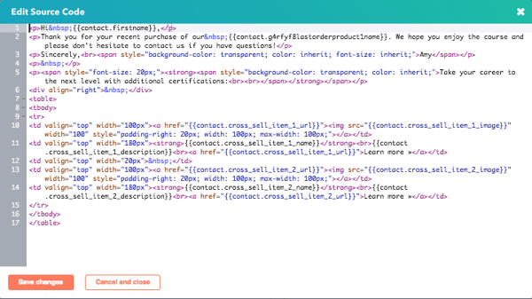 source code HubSpot email personalization tokens
