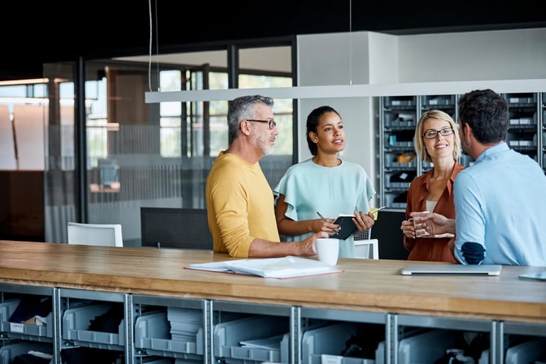 people collaborating in an office space