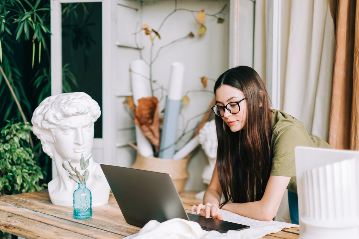 Person working on a laptop