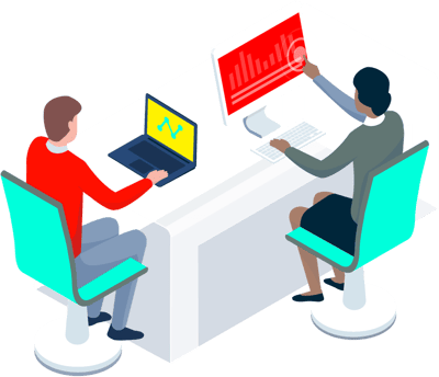 Illustration of people working on computers