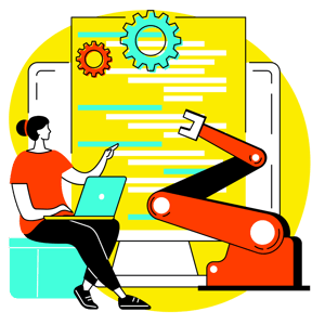 Manufacturing customer acquisition and product development icon