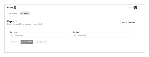 Leave reporting dashboard