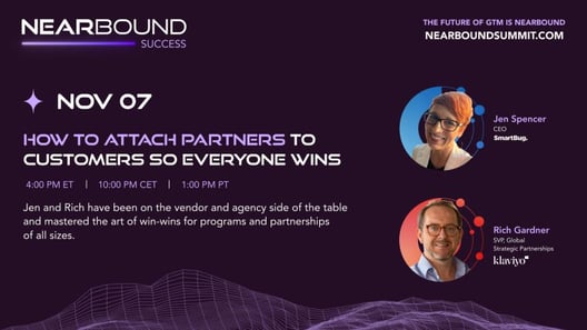 Promo image for SmartBug and Klaviyo webinar during Nearbound Summit 2023