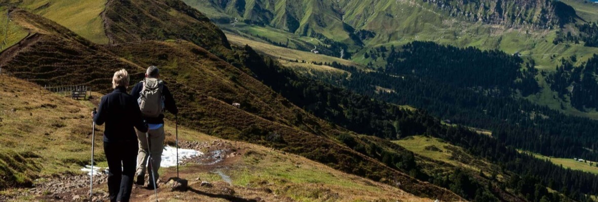 Man and woman hiking 