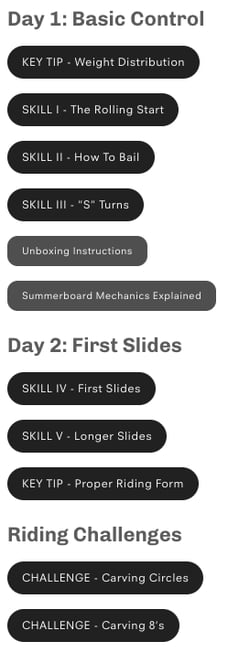 Course chapter navigation examples for educational content