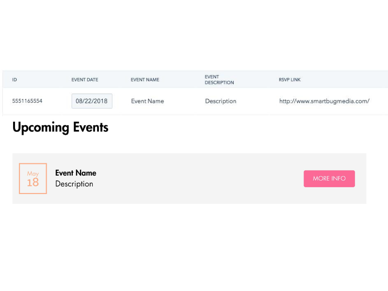 Adding Events to HubDB Example