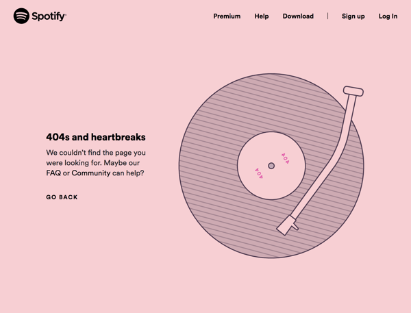Spotify 404 error page