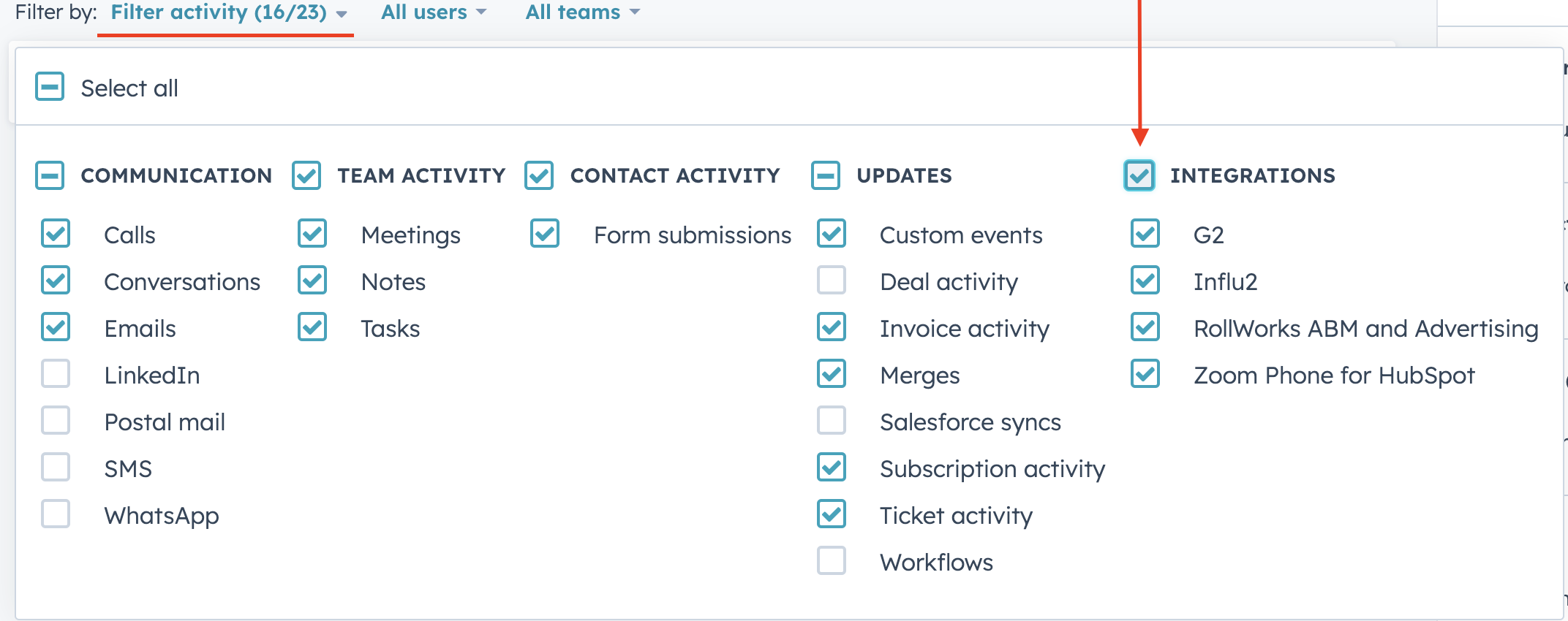 Integration data in company property