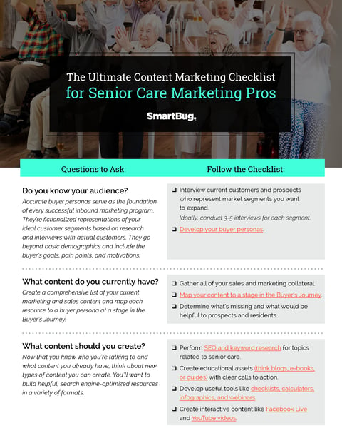 The Ultimate Content Marketing Checklist for Senior Care Marketing Pros page 1
