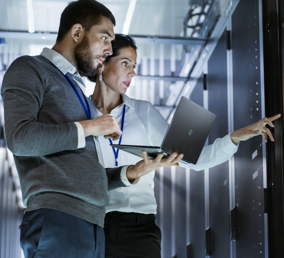 CloudVelox team in the server room