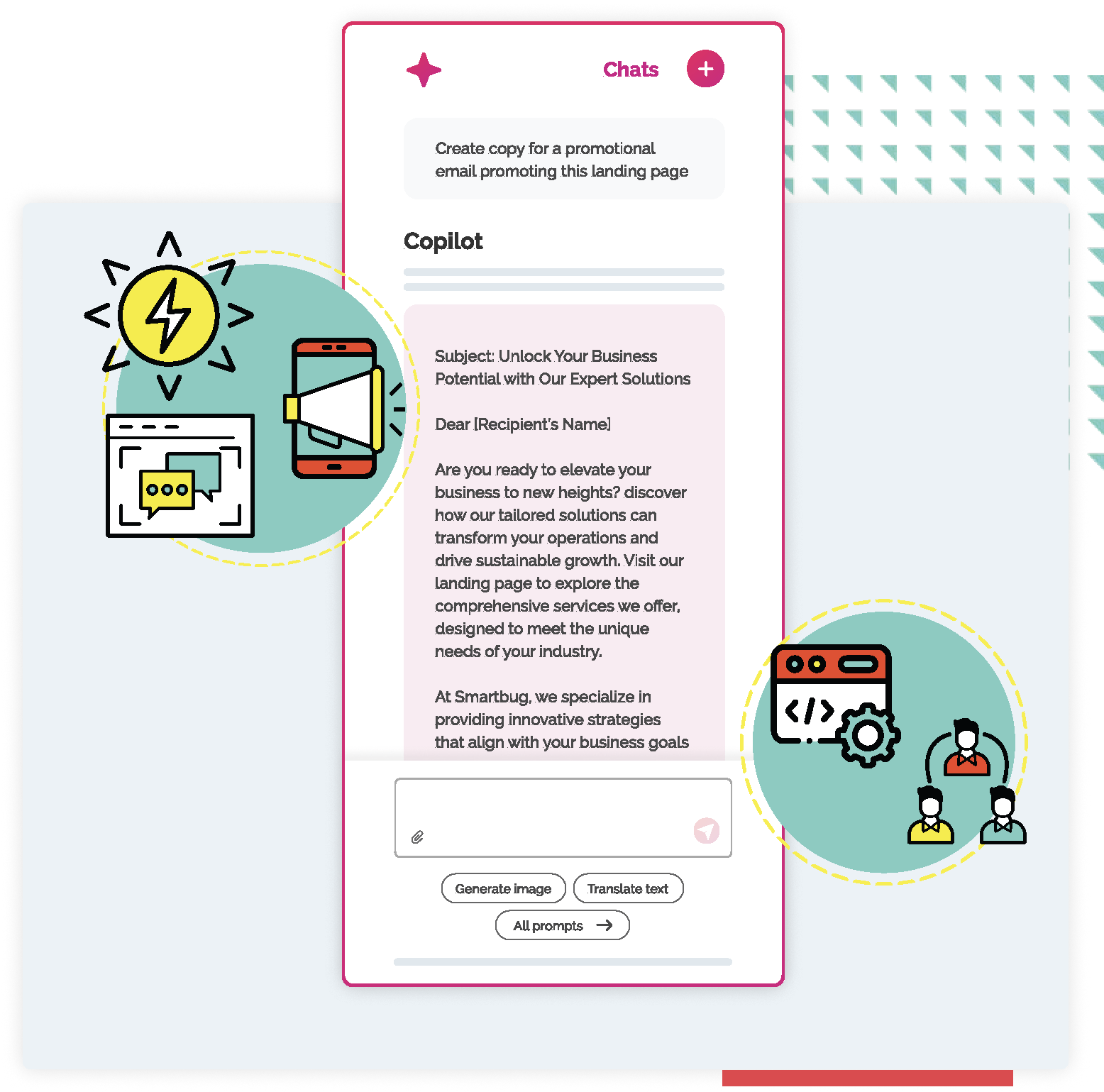 graphic of HubSpot breeze ai chat window