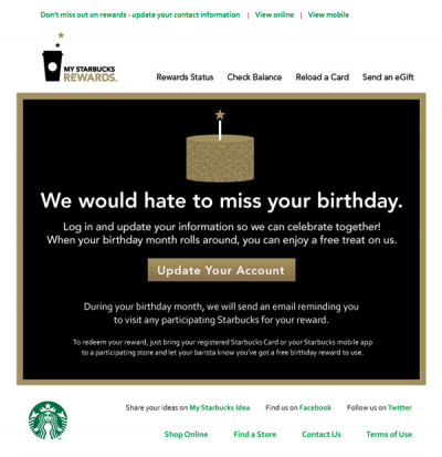 Starbucks Reengagement Email