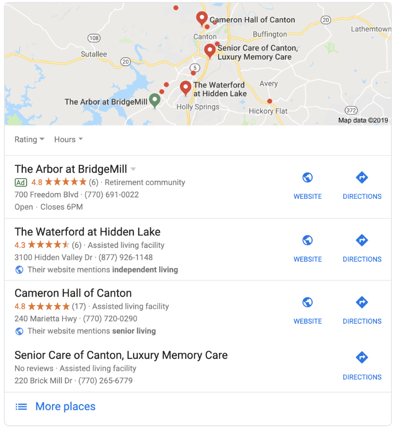 bridgemill local map pack google ad