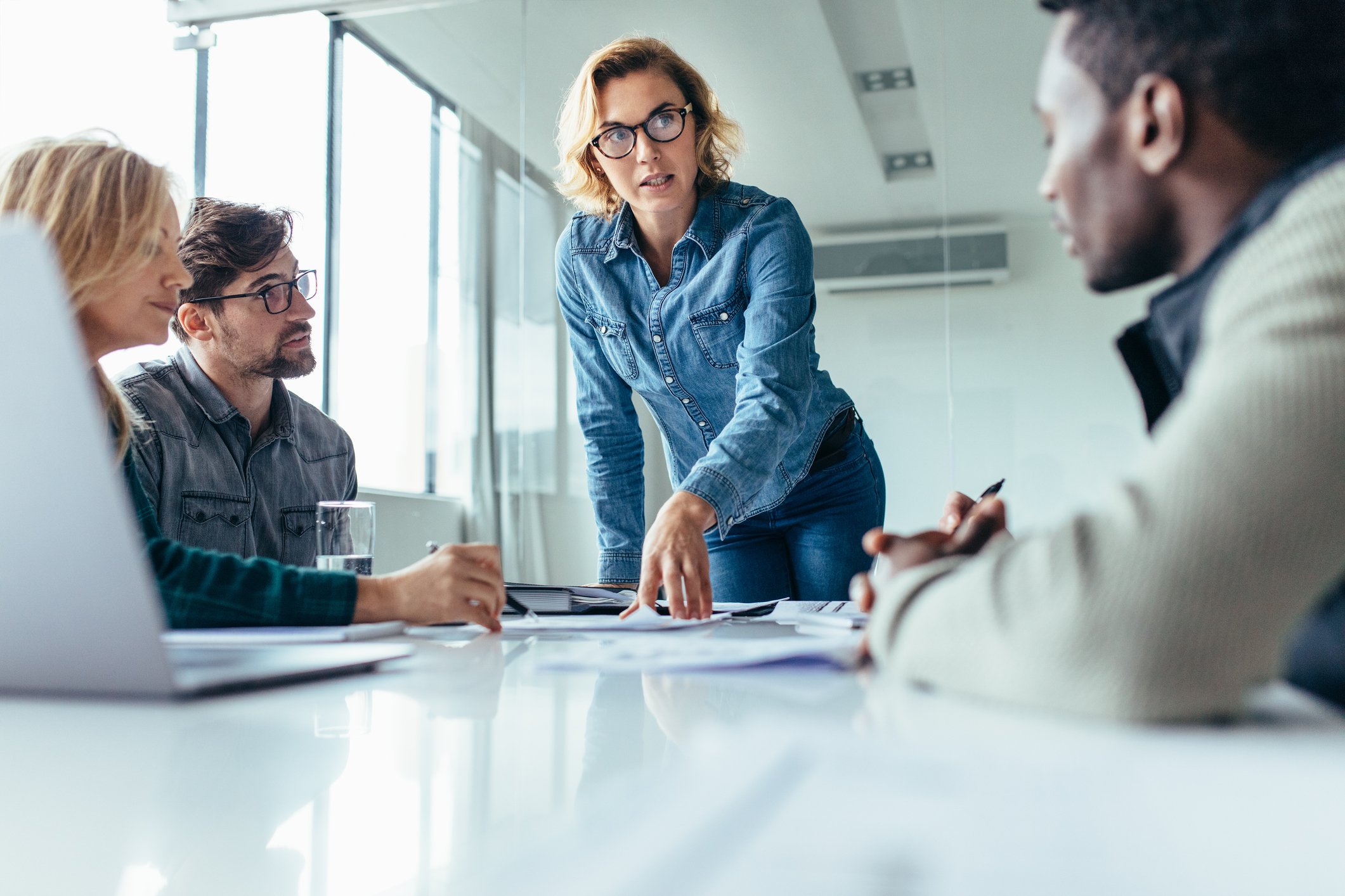 People in meeting around conference table
