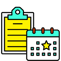 Icon of a calendar and clipboard checklist