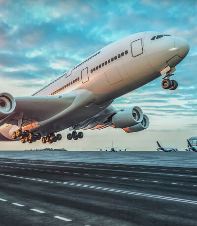 Airplane taking off on runway