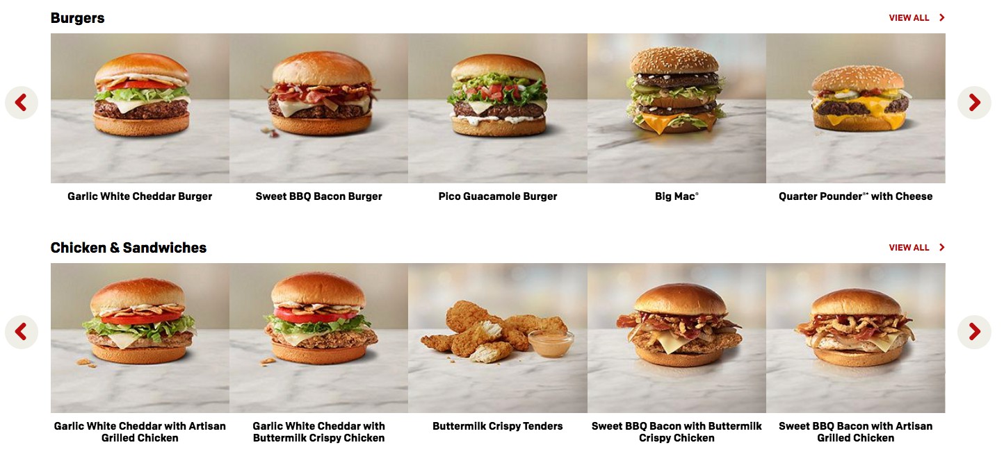 McDonald's menu