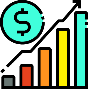 icon of a financial bar graph trending upwards