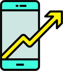 Illustration of a cellphone with yellow arrow pointing up