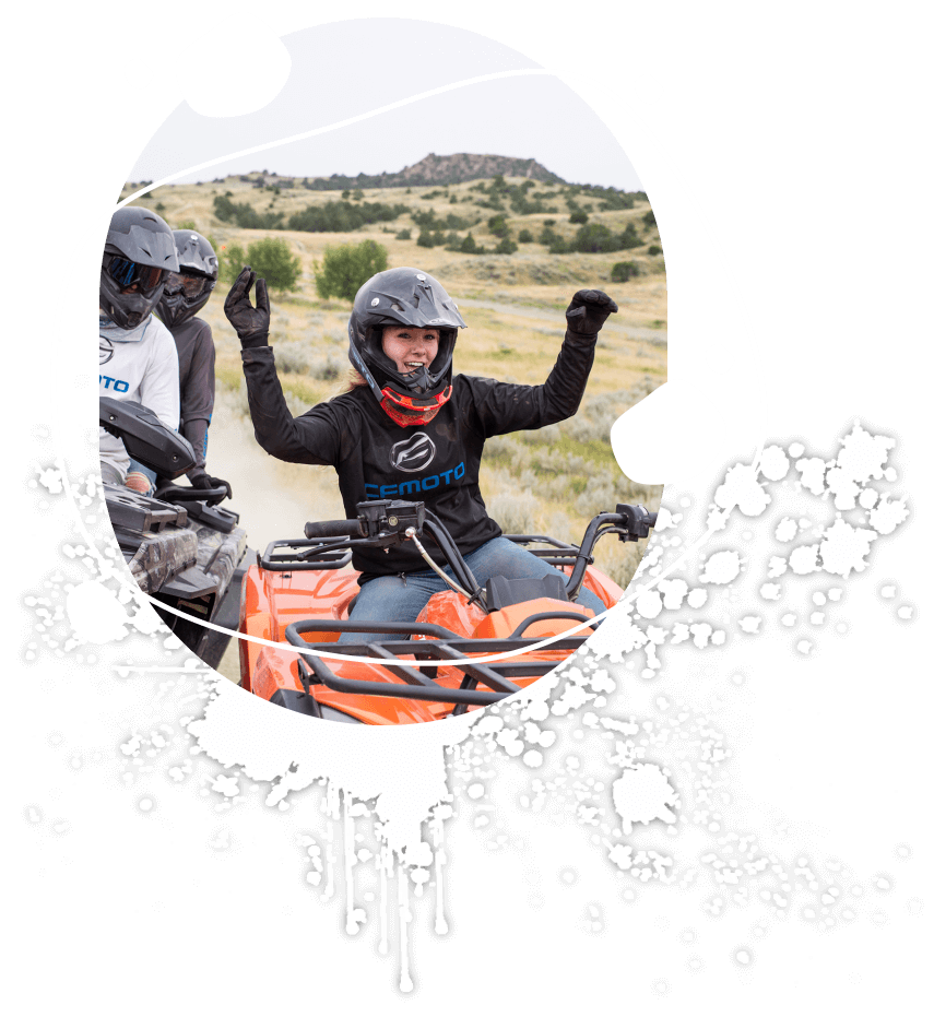 Motorcyclist celebrating and having a good time