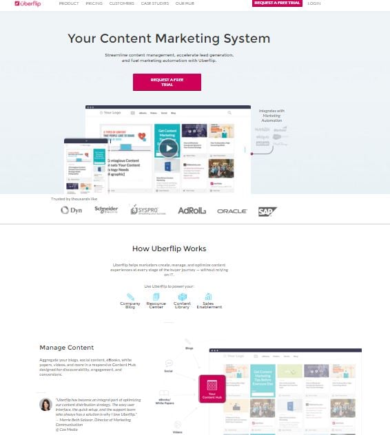 upberflip homepage design example