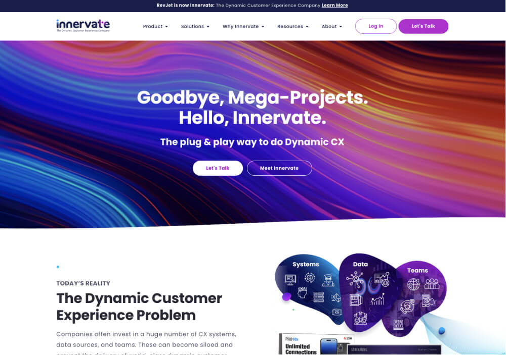 Screenshot hero image of Innervate website