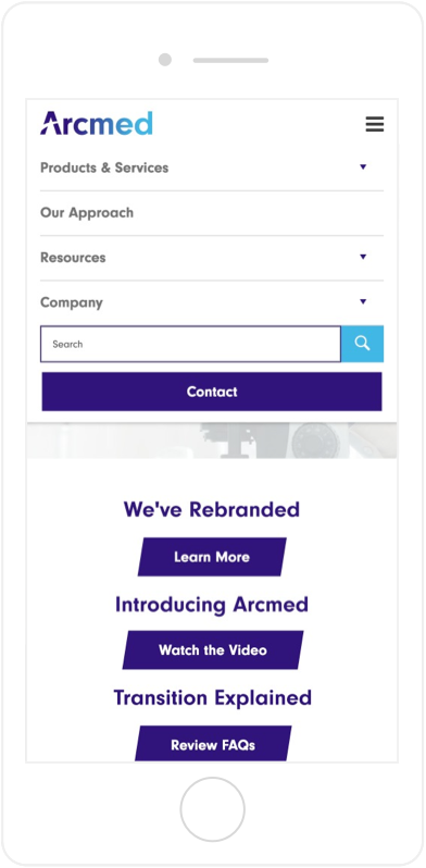 arcmed website design mobile view