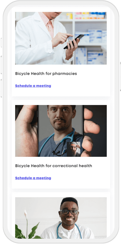 Bicycle Health partner referral forms mobile view