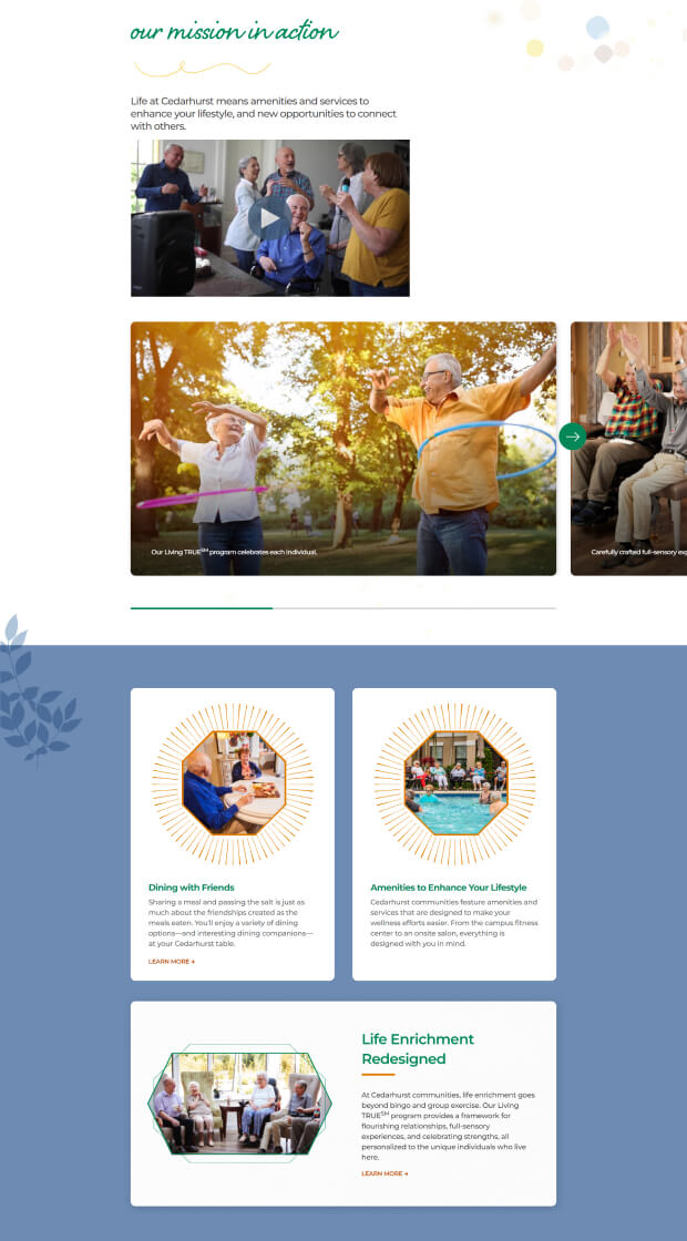 Cedarhurst website design desktop view