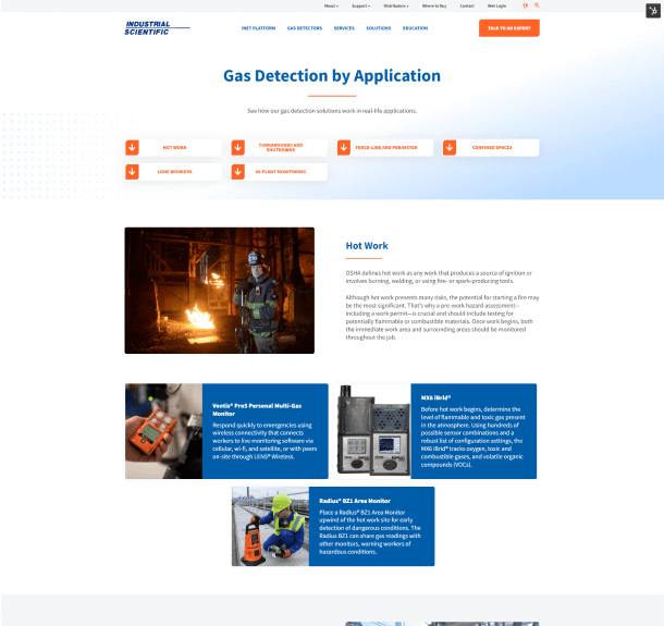 Industrial Scientific website design desktop view