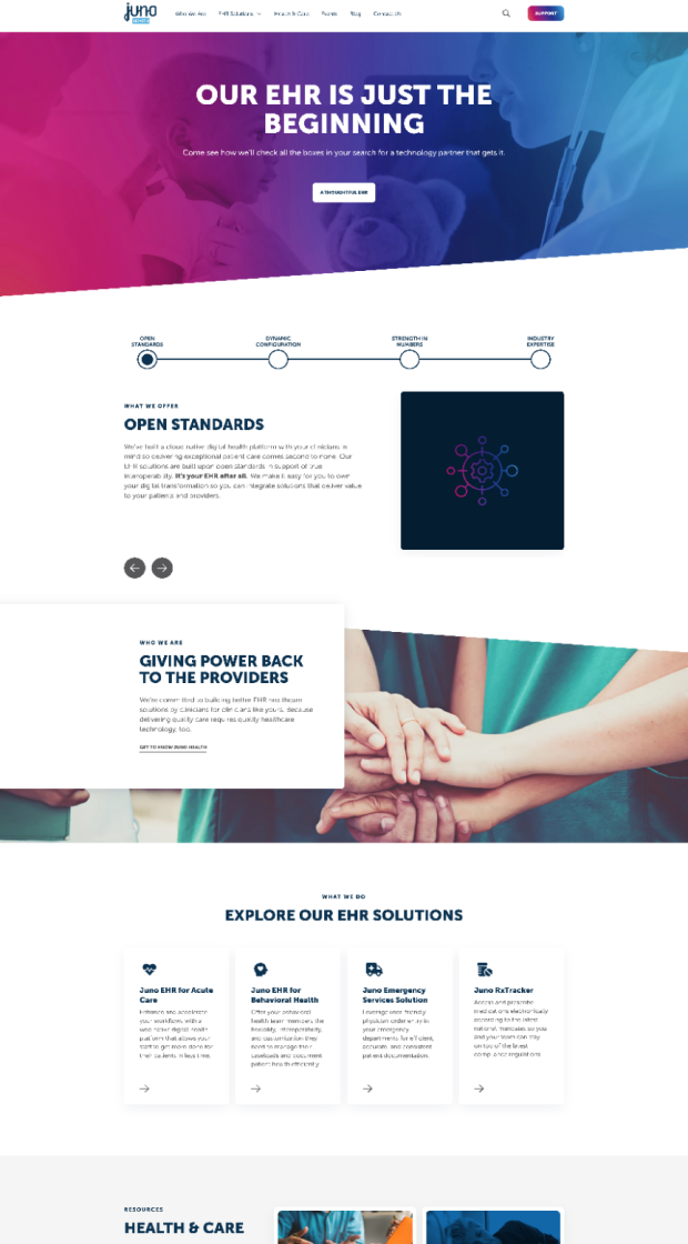 Juno Health Web Design Desktop View