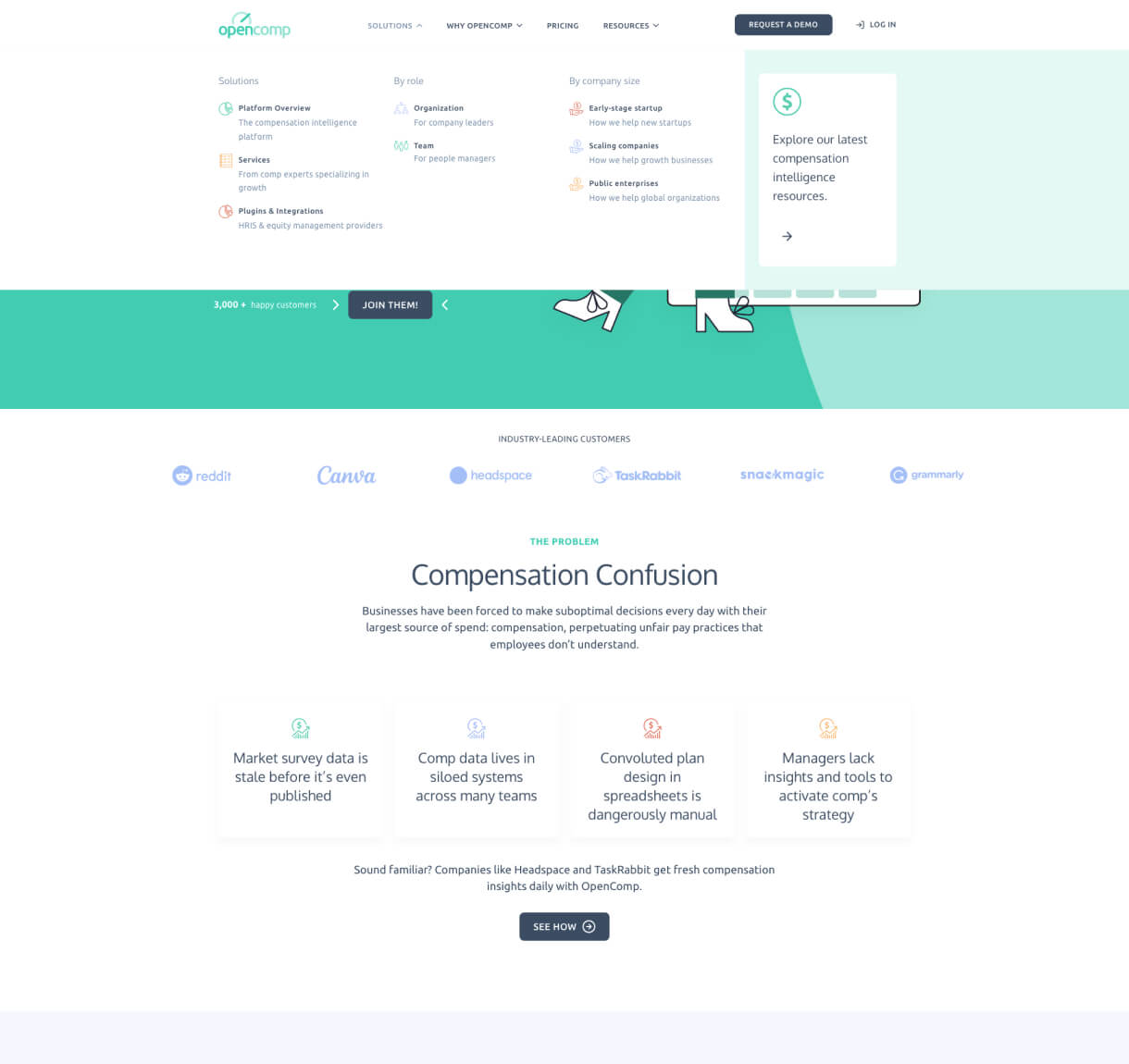 OpenComp web design desktop overlap