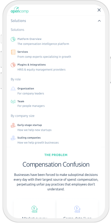 OpenComp web design mobile overlap