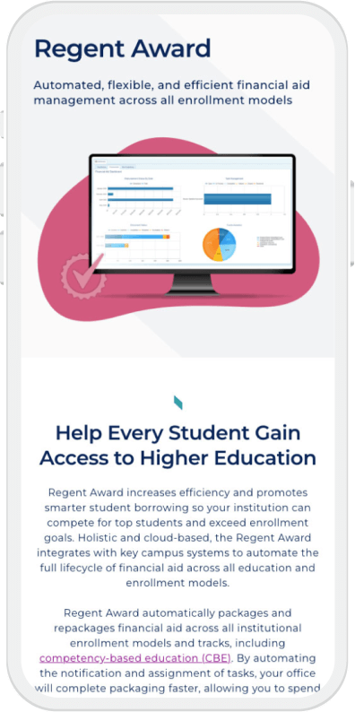 Regent Education Web Design Portfolio Organize Solutions example mobile