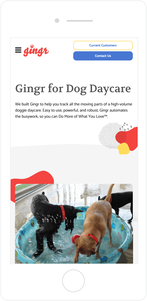 Gingr Fully Responsive Mobile Site