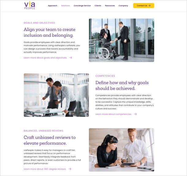 viaPeople website design desktop view